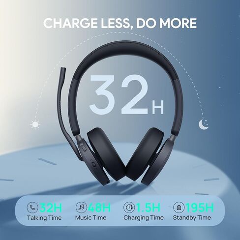 Yealink WH68 ANC DECT&Bluetooth Wireless Headset,606ft Long Rang 96% Active Noise Cancellation StereoTeams Headphones with 6X Noise Cancelling Mic,32H Call,Work Dual Ear Headsets (PC,CellPhone,Laptop) in Saudi Arabia