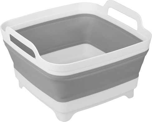 Dishpan for Washing Dishes, 2.4Gal/9L Wash Basin with Draining Plug Carry Handles, Collapsible Bucket for Cleaning, Portable Sink, Foldable Plastic Tub in Saudi Arabia