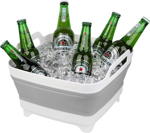 Dishpan for Washing Dishes, 2.4Gal/9L Wash Basin with Draining Plug Carry Handles, Collapsible Bucket for Cleaning, Portable Sink, Foldable Plastic Tub in Saudi Arabia