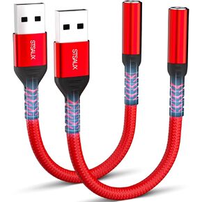 USB to 3.5mm Jack Audio Adapter (2-Pack), External Sound Card Converter，STSAUX USB-A to 3.5mm TRRS 4-Pole Mic Female with PC Windows, Laptop, Mac, Desktops, Linux, Plug and Play No Drivers Needed in Saudi Arabia