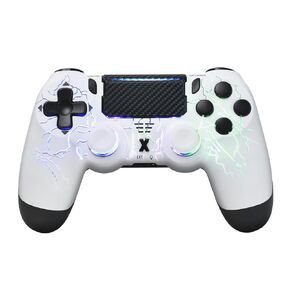 MONE Wireless Controller لـ PS4/PS4 PRO/PS4 Slim & PC - نمط البرق الأبيض RGB إضاءة ، مقصية تأثير القاعة ، الاهتزاز المزدوج ، 6 - محور جيررو ، لوحة اللمس - مثالية لعشاق الألعاب in Kuwait