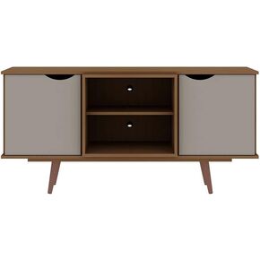 Hampton TV Stand with 4 Shelves & Solid Wood Legs in Off White & Maple Cream 26.57 x 53.54 x 15.75 in. in Saudi Arabia
