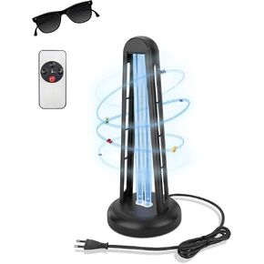 UVC Light Sanitizer Lamp, 38W UV Light Purifier Device,UVC Home Disinfection Lamp for Clean & Fresh Home, Office, Commercial Areas with Remote Control, Black in Saudi Arabia
