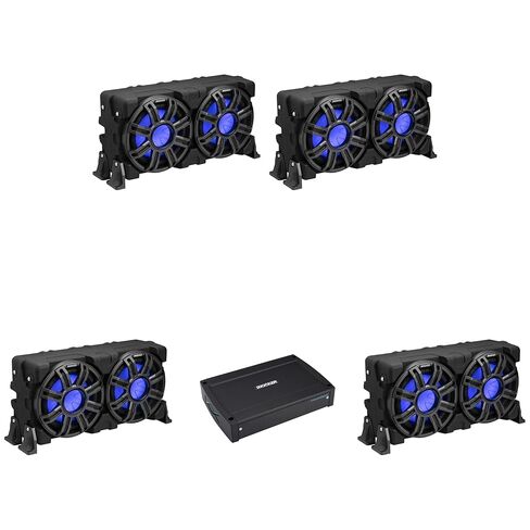 Kicker (4) 51MWLE104 - MWE 10-Inch Loaded Premium Marine Sub Encl w/Passive Radiator 4ohm & 51KXMA15001 Marine Amp Bundle in Saudi Arabia