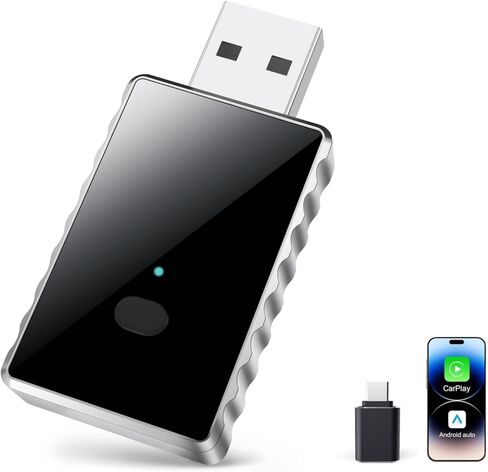 RAINDROPS 2-in-1 Wireless CarPlay Adapter & Android Auto Adapter,Plug & Play Auto Connect,Built Car Play/Android Auto Wireless,Faster Transfer Stable Connect in Kuwait