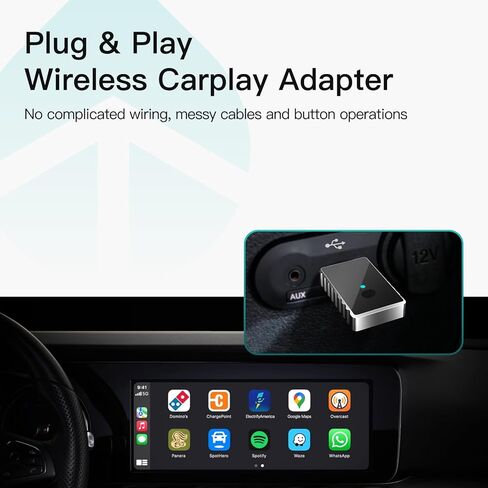 RAINDROPS 2-in-1 Wireless CarPlay Adapter & Android Auto Adapter,Plug & Play Auto Connect,Built Car Play/Android Auto Wireless,Faster Transfer Stable Connect in Kuwait