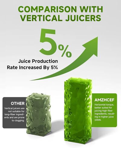 Cold Press Juicer Machines, AMZCHEF Slow Masticating Juicer with Reverse Function, High Juice Yield, Easy Clean with Brush, Recipes for High Nutrient Fruits and Vegetables, Black(Updated) in Kuwait