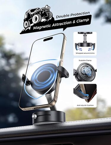 Magic John Upgrade Ultra Magnetic Phone Absolds لسيارتك ، حامل الهاتف القابل للطي للهاتف للوحة القيادة ، حامل هاتف مغناطيسي قابل للتدوير 360 درجة للسيارة ، تركيب السيارة المغناطيسي لجميع الهواتف المحمولة iPhone in Saudi Arabia