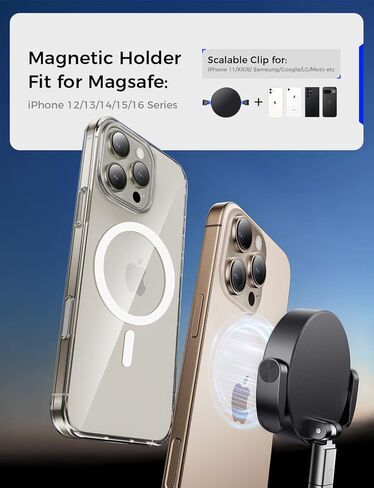 Magic John Upgrade Ultra Magnetic Phone Absolds لسيارتك ، حامل الهاتف القابل للطي للهاتف للوحة القيادة ، حامل هاتف مغناطيسي قابل للتدوير 360 درجة للسيارة ، تركيب السيارة المغناطيسي لجميع الهواتف المحمولة iPhone in Saudi Arabia