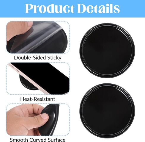 10 Pack Black Sticky Gel Pad, Round Silicone Sticky Gel Pad for Car Dashboard, Multi Function Removable Anti-Slip Pads Gels Holder for Cell Phone, Glass, Mirrors, Keys, GPS in Saudi Arabia