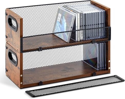Geelin 2 Set Wooden CD Box Box Holder Racks Racks Retro Cassette Tape Dispash in Kuwait