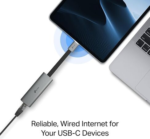 TP-Link USB C to Ethernet Adapter, 2.5 G Plug & Play Network Adapter | Type-C to RJ45 | Aluminum Alloy Case | Thunderbolt 4/3 Compatible for MacBook Pro/Air, iPad, iPhone 16 Pro/Max and More (UE302C) in Saudi Arabia