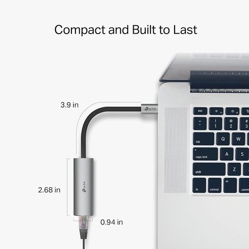TP-Link USB C to Ethernet Adapter, 2.5 G Plug & Play Network Adapter | Type-C to RJ45 | Aluminum Alloy Case | Thunderbolt 4/3 Compatible for MacBook Pro/Air, iPad, iPhone 16 Pro/Max and More (UE302C) in Saudi Arabia