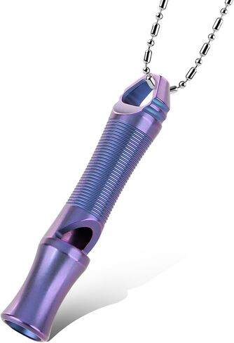 TACRAY Titanium Whistle – Ultra-Loud 120+ dB, CNC Machined, Lightweight & Durable – Perfect for Emergency Survival, Hiking, Camping, and Outdoor Safety – Includes Stainless Steel Chain in Kuwait