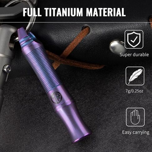 TACRAY Titanium Whistle – Ultra-Loud 120+ dB, CNC Machined, Lightweight & Durable – Perfect for Emergency Survival, Hiking, Camping, and Outdoor Safety – Includes Stainless Steel Chain in Kuwait