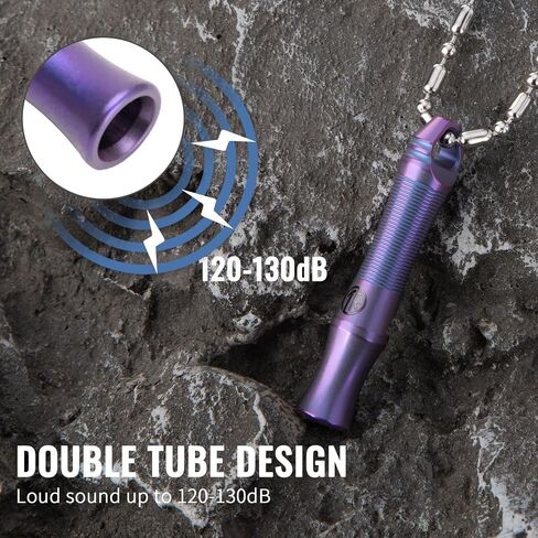 TACRAY Titanium Whistle – Ultra-Loud 120+ dB, CNC Machined, Lightweight & Durable – Perfect for Emergency Survival, Hiking, Camping, and Outdoor Safety – Includes Stainless Steel Chain in Kuwait