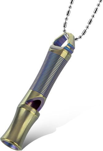 TACRAY Titanium Whistle – Ultra-Loud 120+ dB, CNC Machined, Lightweight & Durable – Perfect for Emergency Survival, Hiking, Camping, and Outdoor Safety – Includes Stainless Steel Chain in Kuwait
