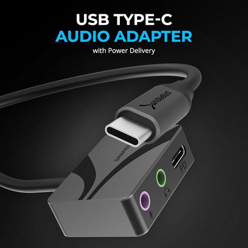 SABRENT USB Type-C to 3.5mm Audio Adapter with 100W PD, USB C External Sound Card for Headset Microphone Speakers Stereo Output 24-bit 96KHz Compatible with Laptop Tablet Smartphone (AU-PACM) in Saudi Arabia