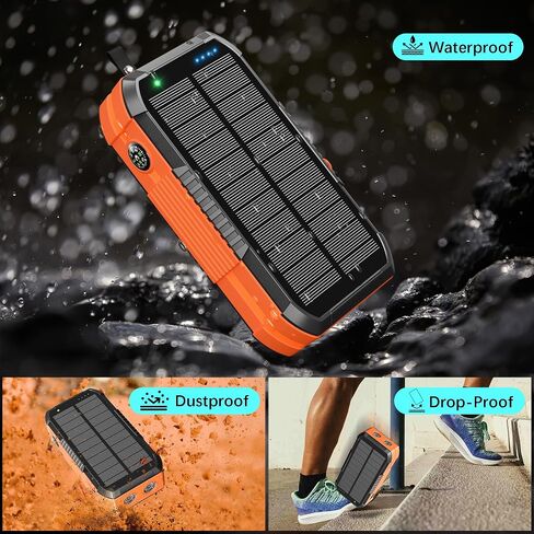 شاحن الطاقة الشمسية اللاسلكية بنك الطاقة 73200mAh تم إنشاؤه في 2 كابلات وكرنك يدوي ، والشاحن المحمول 22.5W شاحن سريع 6 مخرجات و 4 مدخلات حزمة بطارية خارجية مع مصباح يدوي مشرق و Compass in Saudi Arabia