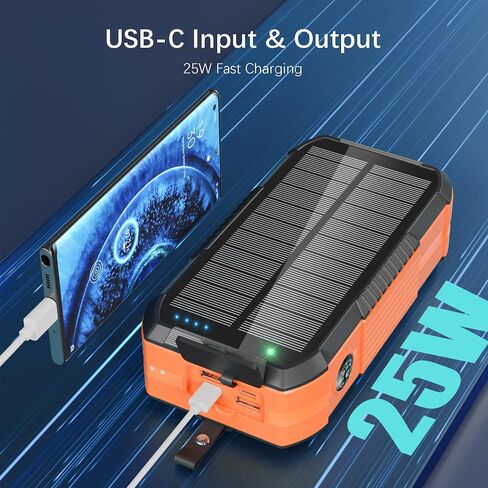 شاحن الطاقة الشمسية اللاسلكية بنك الطاقة 73200mAh تم إنشاؤه في 2 كابلات وكرنك يدوي ، والشاحن المحمول 22.5W شاحن سريع 6 مخرجات و 4 مدخلات حزمة بطارية خارجية مع مصباح يدوي مشرق و Compass in Saudi Arabia