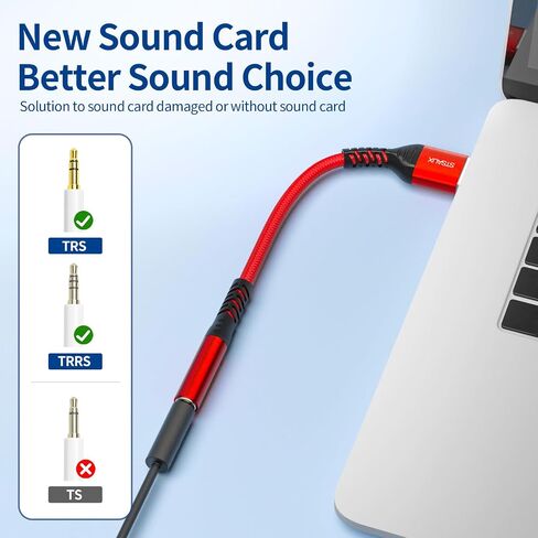 USB to 3.5mm Jack Audio Adapter (2-Pack), External Sound Card Converter，STSAUX USB-A to 3.5mm TRRS 4-Pole Mic Female with PC Windows, Laptop, Mac, Desktops, Linux, Plug and Play No Drivers Needed in Saudi Arabia