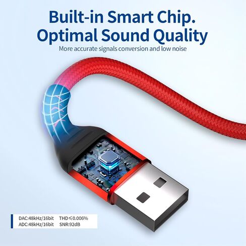USB to 3.5mm Jack Audio Adapter (2-Pack), External Sound Card Converter，STSAUX USB-A to 3.5mm TRRS 4-Pole Mic Female with PC Windows, Laptop, Mac, Desktops, Linux, Plug and Play No Drivers Needed in Saudi Arabia