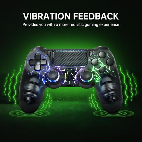 MONE Wireless Controller لـ PS4/PS4 Pro/PS4 Slim & PC - أسود - خلفية RGB Lightning Pattern Illumination ، Hall Effect Howstick ، ​​6 - Axis Gyro ، Type - C ، Touch Pad - مثالي لعشاق الألعاب in Kuwait