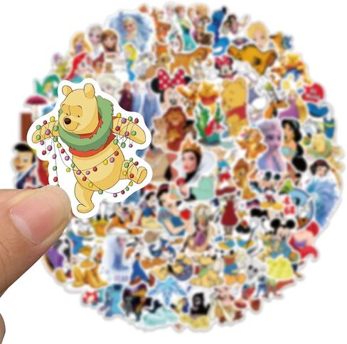 100pcs Disney Cartoon Stickers for Kids Water Bottle, Kawaii Princess Waterproof Vinyl Stickers for Adult Teen Girl Laptop Skateboard Bike Guitar Laggage Bicycle Travel Case Helmet in Saudi Arabia