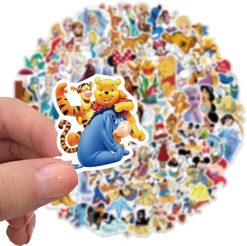 100pcs Disney Cartoon Stickers for Kids Water Bottle, Kawaii Princess Waterproof Vinyl Stickers for Adult Teen Girl Laptop Skateboard Bike Guitar Laggage Bicycle Travel Case Helmet in Saudi Arabia