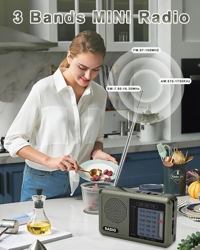3 Band Mini Pocket Radio with Rechargeable Battery, Portable FM AM Shortwave Radios, Type C Charging Transistor SW Radio with 3.5mm Earphone Jack for Elderly Kids in Saudi Arabia