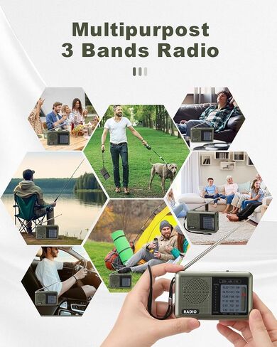 3 Band Mini Pocket Radio with Rechargeable Battery, Portable FM AM Shortwave Radios, Type C Charging Transistor SW Radio with 3.5mm Earphone Jack for Elderly Kids in Saudi Arabia