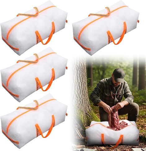 Pangda 4 Pcs Heavy Duty Zippered Game Bags Deer Elk Boned Out Hunting Meat Bag Reusable Breathable Meat Bags for Game Animals Deer Antelope Sheep Moose, Caribou Hunting Gear Accessories in Saudi Arabia