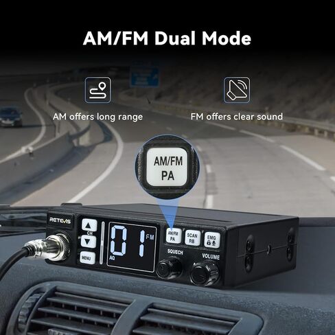 Retevis MB3 40-Channel AM/FM CB Radio Kit with Antenna, Full Set of Fixed-Mount Kit,ANL Noise Reduction, Emergency Channel 9/19, PA & VOX, Auto-Scan,External Speaker Jack,for Trucker Essentials in Saudi Arabia