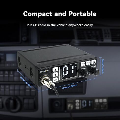 Retevis MB3 40-Channel AM/FM CB Radio Kit with Antenna, Full Set of Fixed-Mount Kit,ANL Noise Reduction, Emergency Channel 9/19, PA & VOX, Auto-Scan,External Speaker Jack,for Trucker Essentials in Saudi Arabia