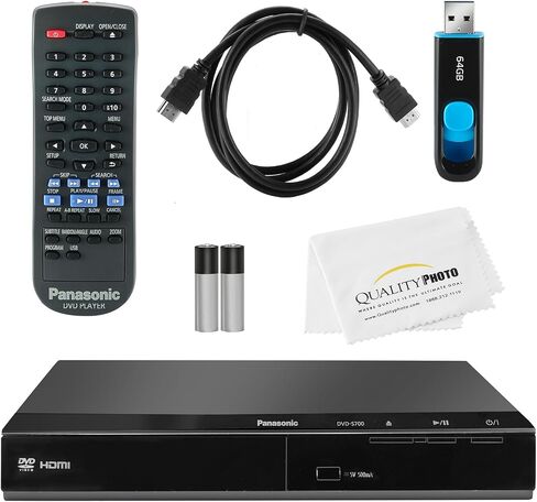 Panasonic DVD Player DVD-S700 + التحكم عن بعد + السرعة العالية 6 أقدام 4K HDMI كابل + فلاش ULTRA USB in Saudi Arabia
