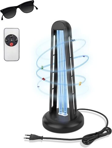 مصباح مطهر UVC Light Light ، 38W جهاز تنقية الأشعة فوق البنفسجية ، مصباح UVC Home Orinfection for Home Clean و Fresh ، Office ، مناطق تجارية مع التحكم عن بُعد ، أسود in Saudi Arabia