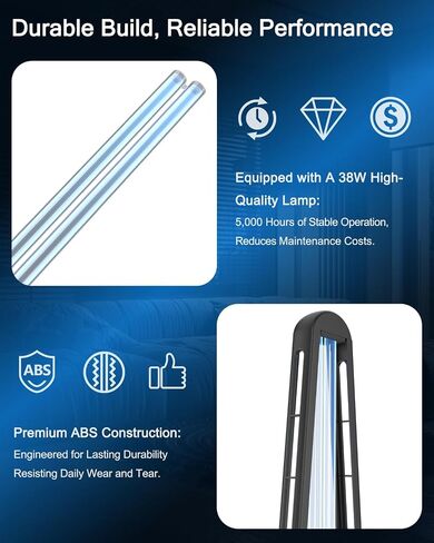 مصباح مطهر UVC Light Light ، 38W جهاز تنقية الأشعة فوق البنفسجية ، مصباح UVC Home Orinfection for Home Clean و Fresh ، Office ، مناطق تجارية مع التحكم عن بُعد ، أسود in Saudi Arabia