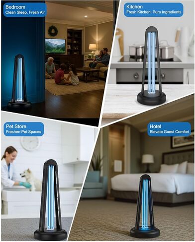 مصباح مطهر UVC Light Light ، 38W جهاز تنقية الأشعة فوق البنفسجية ، مصباح UVC Home Orinfection for Home Clean و Fresh ، Office ، مناطق تجارية مع التحكم عن بُعد ، أسود in Saudi Arabia