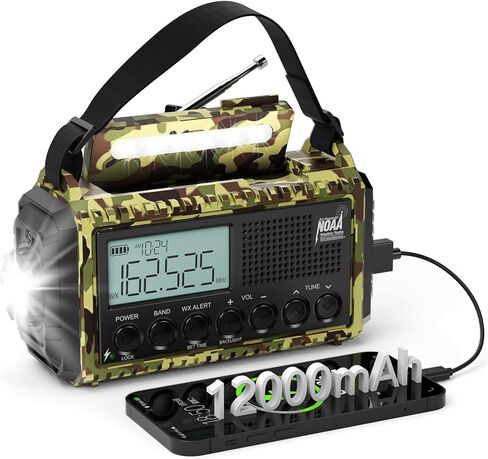 Emergency Weather Radio, 5 Ways Powered Crank Solar Radio, Portable AM/FM/SW/NOAA Weather Radio Battery Operated with Cellphone Charger, Camping Flashlight, Reading Lamp, SOS Alarm for Home Outdoor in Saudi Arabia
