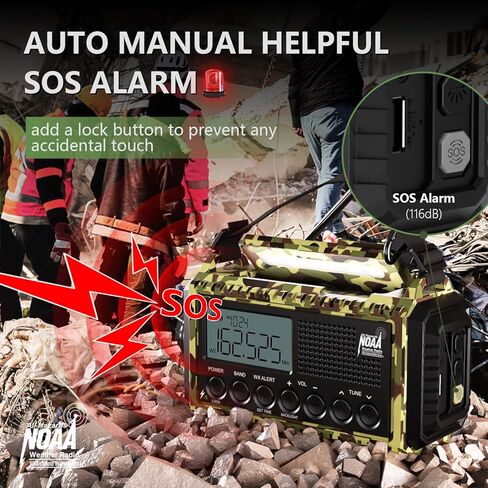 Emergency Weather Radio, 5 Ways Powered Crank Solar Radio, Portable AM/FM/SW/NOAA Weather Radio Battery Operated with Cellphone Charger, Camping Flashlight, Reading Lamp, SOS Alarm for Home Outdoor in Saudi Arabia