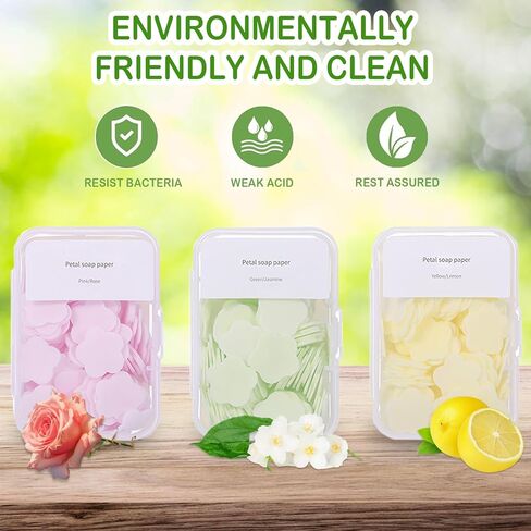600PCS Portable Mini Soap Sheets – Scented Disposable Hand Washing Paper, Travel-Friendly & Water-Soluble Soap for Camping, Hiking & Outdoor Use in Kuwait