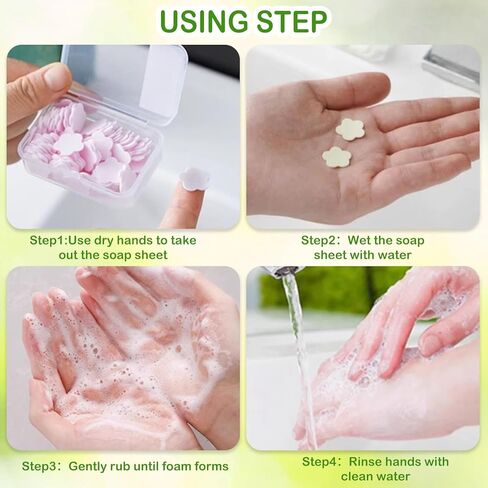 600PCS Portable Mini Soap Sheets – Scented Disposable Hand Washing Paper, Travel-Friendly & Water-Soluble Soap for Camping, Hiking & Outdoor Use in Kuwait