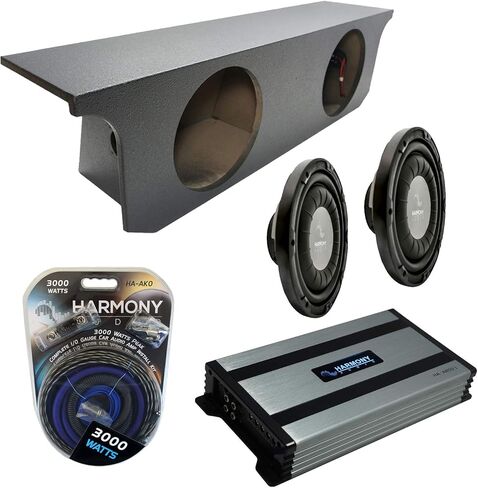 Ammarony Audio متوافق مع 2007-2018 Jeep Wrangler JK Unlimited Harmony Bundle F124 Dual 12 "Rhino المغلفة المغلفة و HA-A800.1 أمبير in Kuwait