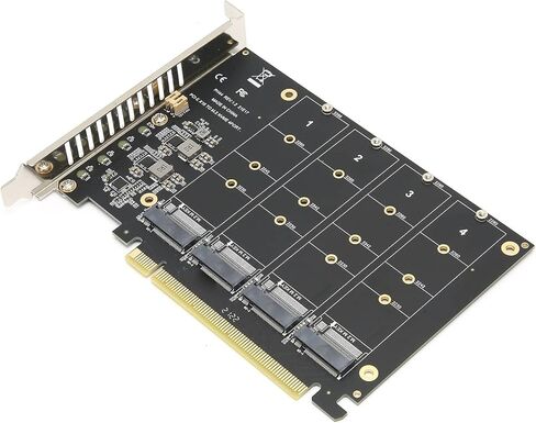 4-Port NVME إلى بطاقة توسيع PCIE X16 ، محول M.2 NVME ، يدعم 2230-2280 ، 4 × 32 جيجابت في الثانية in Kuwait
