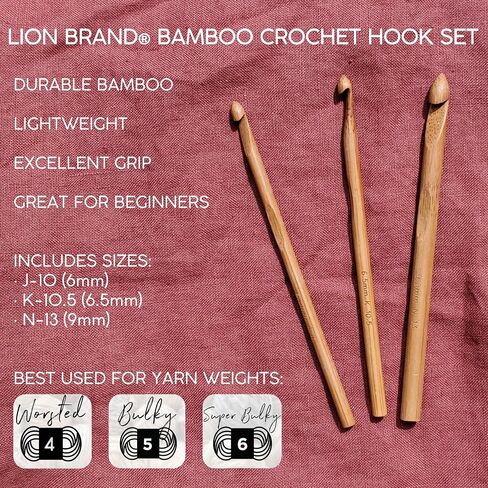 Lion Brand Yarn Needles-Article 401 Bamboo, Crochet Hook Set (J,K,N) in Saudi Arabia