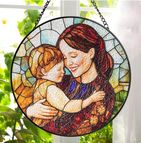 جميل podized جدة الجدة ملونة الزجاج الشمس الماسك ، صورة عائلة صورة فو نافذة معلقة زخرفة ، هدية صورة مخصصة ، هدايا الجدة ، لأمي ، زخرفة عيد الميلاد in Kuwait