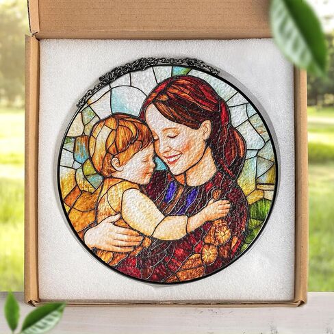 جميل podized جدة الجدة ملونة الزجاج الشمس الماسك ، صورة عائلة صورة فو نافذة معلقة زخرفة ، هدية صورة مخصصة ، هدايا الجدة ، لأمي ، زخرفة عيد الميلاد in Kuwait