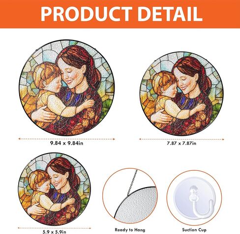 جميل podized جدة الجدة ملونة الزجاج الشمس الماسك ، صورة عائلة صورة فو نافذة معلقة زخرفة ، هدية صورة مخصصة ، هدايا الجدة ، لأمي ، زخرفة عيد الميلاد in Kuwait