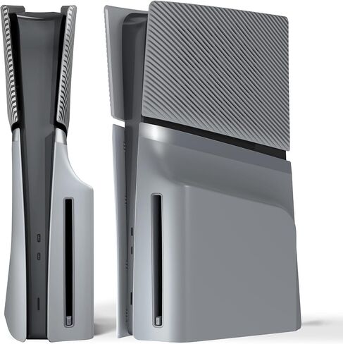 وحدة تحكم Excover Excover Excover أعلى غطاء أسفل قاع متوافق مع إصدار PS5 Slim Disc ، لوحة خلفية للوحة الجانبية مع قشرة تنفيس التبريد متوافقة مع وحدة التحكم في قرص PS5 - أسود in Saudi Arabia