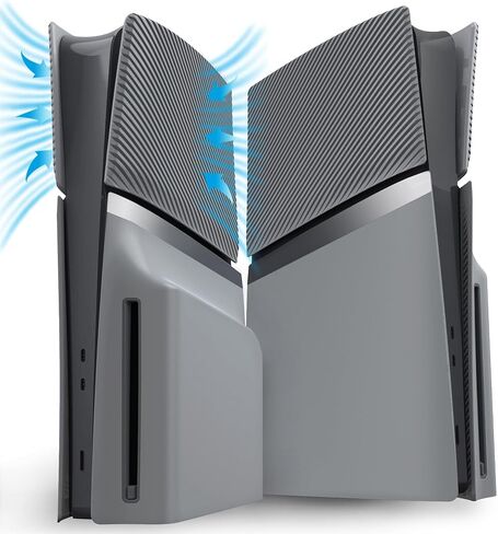 وحدة تحكم Excover Excover Excover أعلى غطاء أسفل قاع متوافق مع إصدار PS5 Slim Disc ، لوحة خلفية للوحة الجانبية مع قشرة تنفيس التبريد متوافقة مع وحدة التحكم في قرص PS5 - أسود in Saudi Arabia